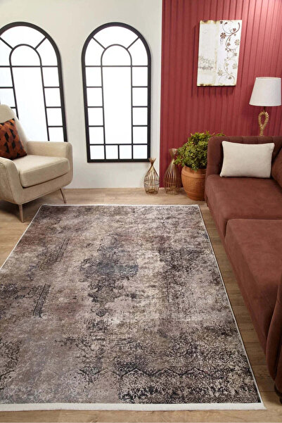 halinet Halı.Net Anthracite Vintage Antique Washable Non-Slip Living Room Car...