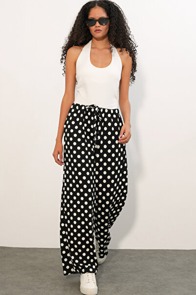 Bigdart Women's Wide Leg Polka Dot Pants 30116 - Black