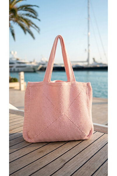 Sea Style Geantă tote modernă din tricotaje Geantă de plajă pentru femei, pen...