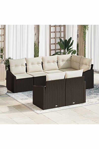 vidaxl Set de canapea cu perna 7 pcs Maro poliratan