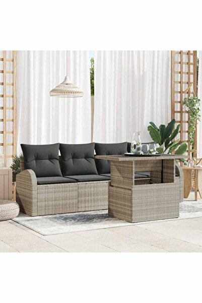 vidaxl Set de canapele pentru gradina 5 pcs Gri deschis Rattan poli