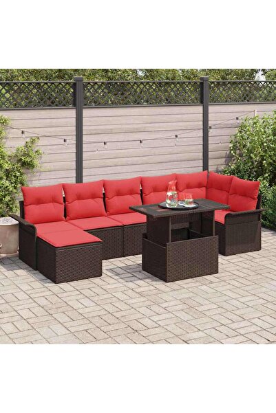 vidaxl Set de canapele pentru gradina cu perna 8 pcs Maro poliratan