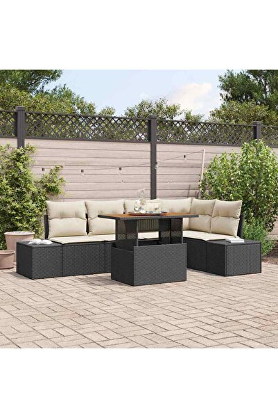 vidaxl Set de canapele pentru gradina 6 pcs Negru Rattan poli