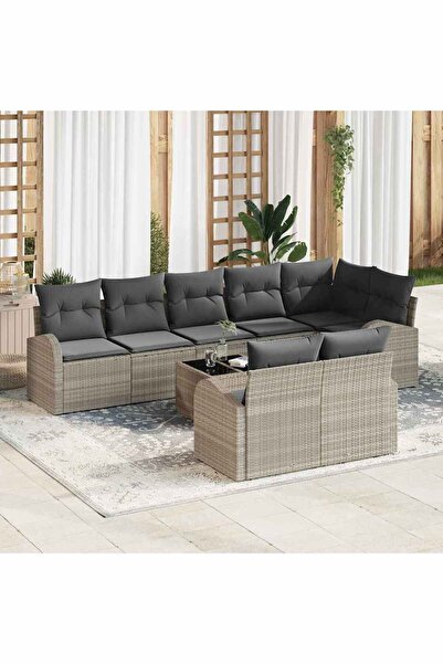 vidaxl Set de canapele pentru gradina 9 pcs Gri deschis poliratan