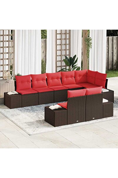 vidaxl Set de canapele pentru gradina cu perna 8 pcs Maro poliratan