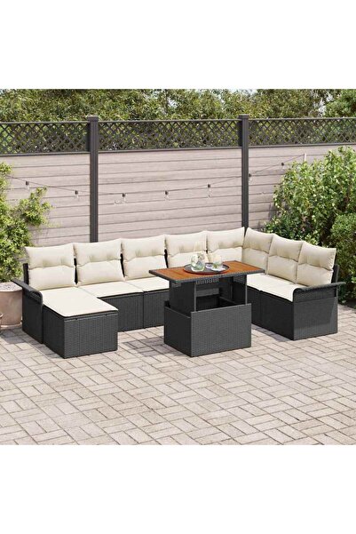 vidaxl Set de canapele pentru gradina 9 pcs Negru Rattan poli