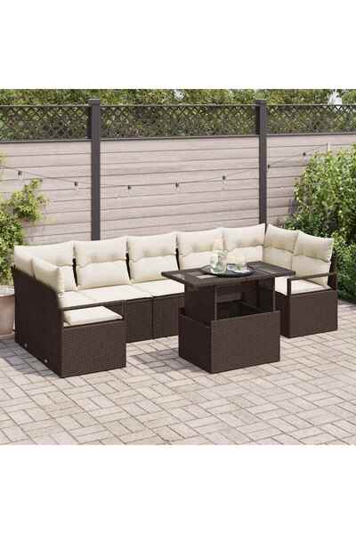 vidaxl Set de canapele pentru gradina 8 pcs Maro Rattan poli