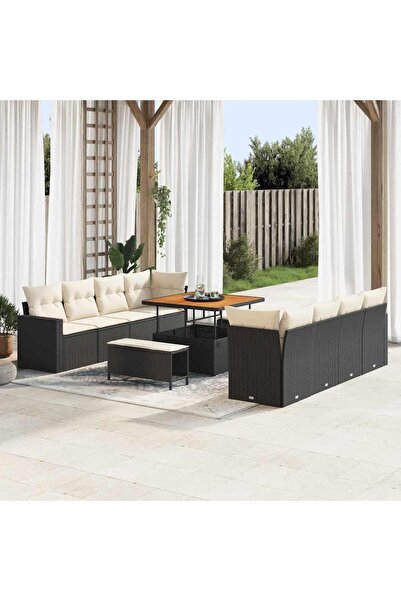 vidaxl Set de canapele pentru gradina 11 pcs Negru poliratan