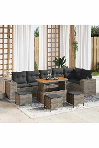 vidaxl Set de canapele pentru gradina 10 pcs Gri poliratan