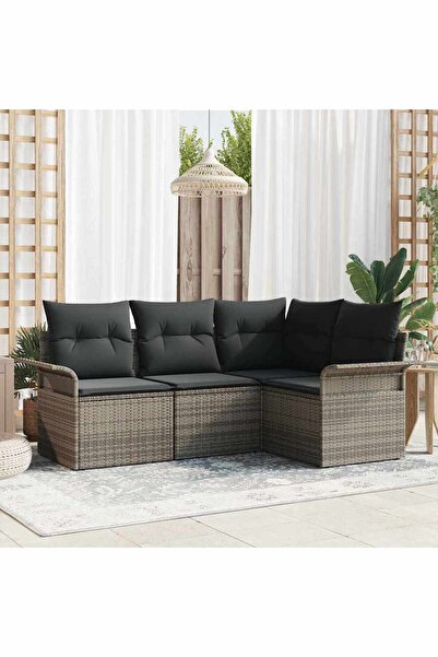 vidaxl Set de canapele pentru gradina 4 pcs Gri poliratan