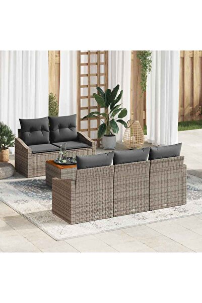 vidaxl Set de canapele pentru gradina 6 pcs Gri poliratan