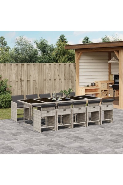 vidaxl Set mobilier de gradina cu perne 11 piese gri deschis poliratan