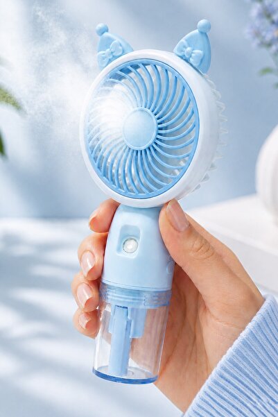 Telvesse Buhar Üflemeli 3 MODLU Şarjlı El Fanı Seyahat Masaüstü Vantilatör Taşınabilir Mini Fan Mavi F830