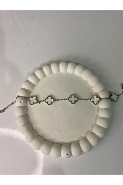 innotwinsshop سوار من الفولاذ باللون الفضي بنمط البرسيم