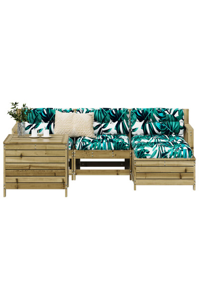 vidaxl Set canapea de gradina, 5 piese, lemn de pin tratat