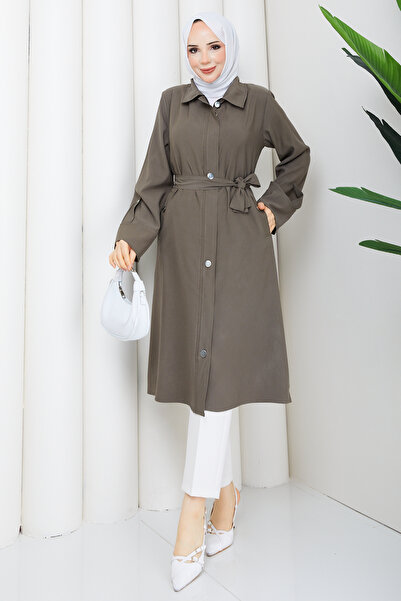 Pamuk Butik Γυναικείο καπάκι με ζώνη, τσέπες και κλείσιμο με φερμουάρ