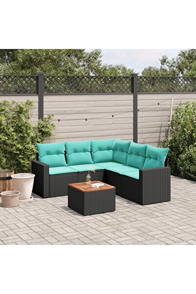 vidaxl Set canapele de gradina cu perne, 6 piese, negru, poliratan