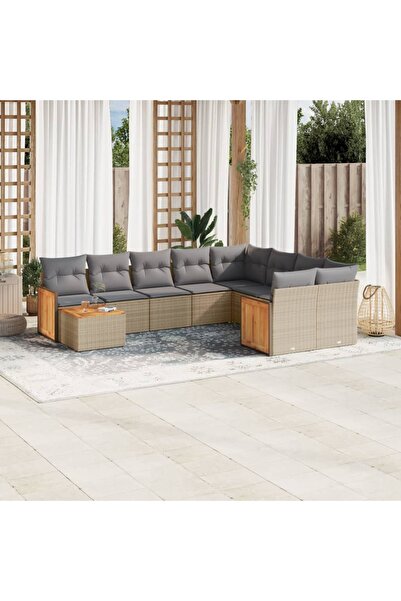 vidaxl Set canapele de gradina cu perne, 10 piese, bej, poliratan