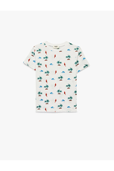 Koton Tricou din bumbac cu mânecă scurtă cu imprimeu palmier