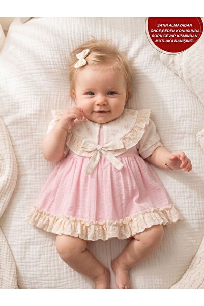 aysskids Nia Vintage Bohem Fisto Dantelli Bayramlık Özel Gün Kız Bebek Elbise