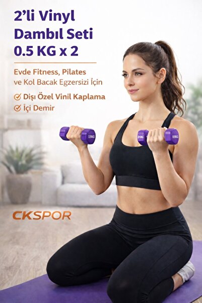 CKSpor 2’li Vinyl Dambıl Seti 0,5 KG x 2 – Evde Fitness & Pilates İçin Vinil ...
