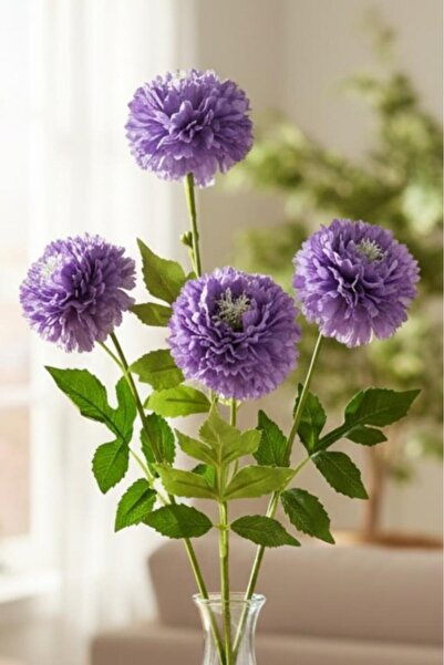 Nettenevime Yapay Çiçek Kasımpatı MOR Uzun Dal 3 Çiçekli 77Cm