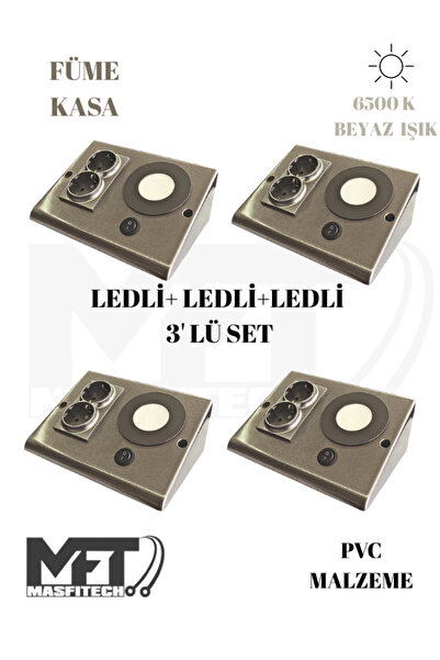 Masfitech Dolap & Tezgah Altı Prizli Aydınlatma 3 Watt 6500k Beyaz Işık (4 AD...