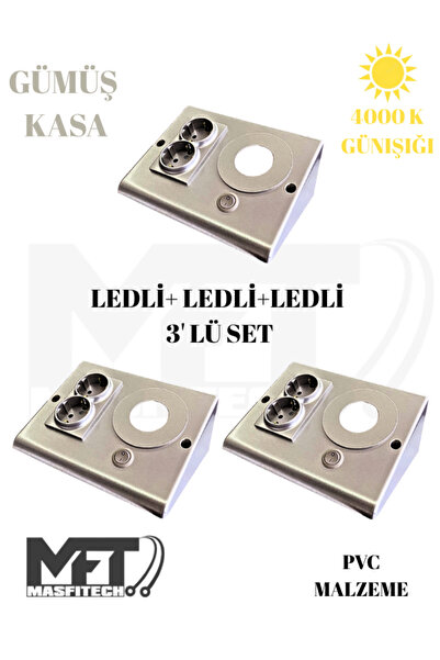 Masfitech Dolap & Tezgah Altı Prizli Aydınlatma 3 Watt 4000K Günışığı (3 ADET...