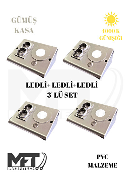 Masfitech Dolap & Tezgah Altı Prizli Aydınlatma 3 Watt 4000k Günışığı (4 ADET...