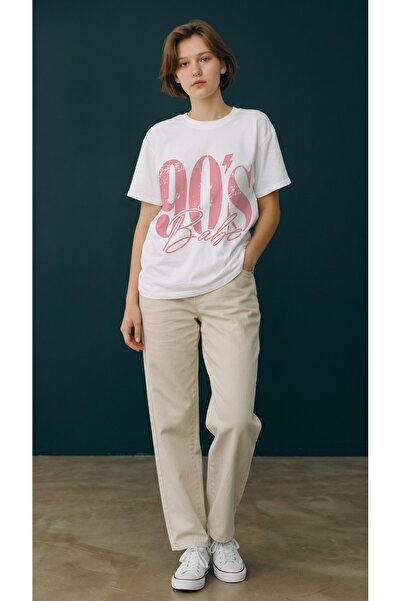 leathermood Γυναικείο μπλουζάκι 90's Babe με στάμπα, casual, oversized