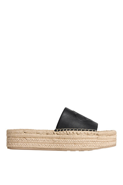 Calvin Klein Siyah Kadın Deri Terlik FLATF ESPA MULE LTH MG