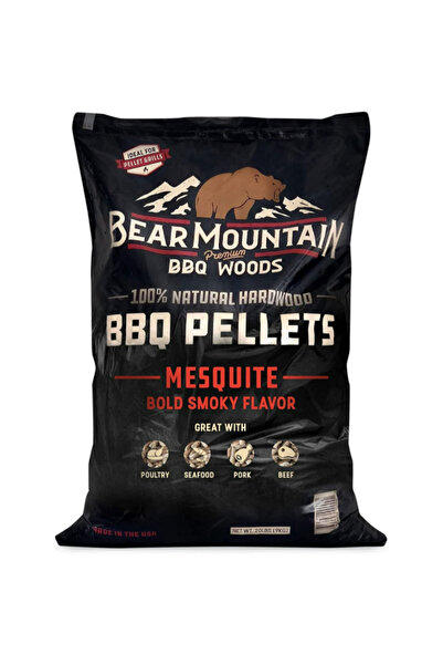 Bear Mountain حبيبات خشب الميسكيت بنكهة دخانية قوية طبيعية للشواء 9 كجم