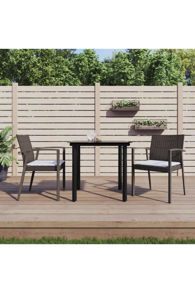 Concept Set mobilier de grădină cu perne, 3 piese, poliratan și oțel