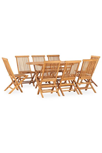 vidaxl Set mobilier de exterior pliabil, 9 piese, lemn masiv de tec