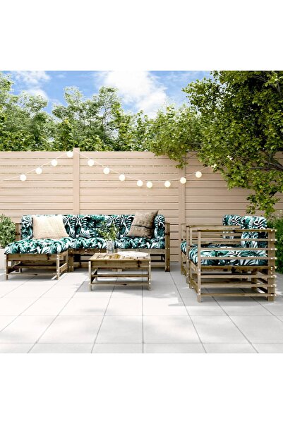vidaxl Set mobilier de gradina cu perne, 7 piese, lemn de pin tratat