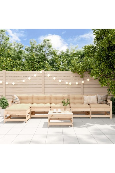 vidaxl Set mobilier de gradina, 7 piese, lemn masiv de pin