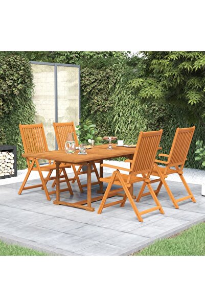 vidaxl Set mobilier de gradina, 5 piese, lemn masiv de acacia, 150-200 cm