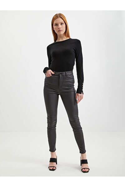 ORSAY Grey women's faux leather trousers