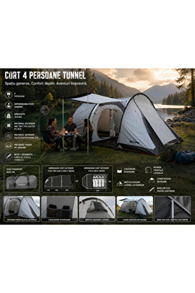 Solex 4-person tent type TUNNEL 82174GR4