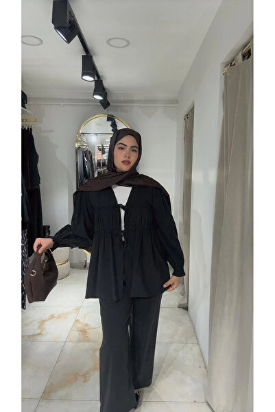 Butik Our Black Modal Fabric Trouser Suit Model