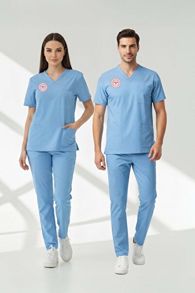 ÇİZGİ MEDİKAL Doktor Ve Hekim Forması Scrubs Likralı Takım Sağlık Bakanlığı U...