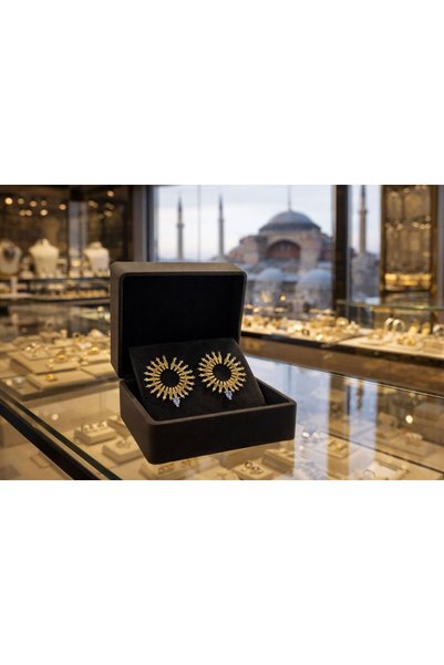 mischa jewelry Flame Sparkle Zircon Stone Gold Women's Earrings