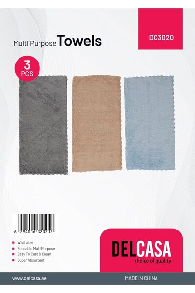 DELCASA Multipurpose Towels 3-Piece Set, Multicolor