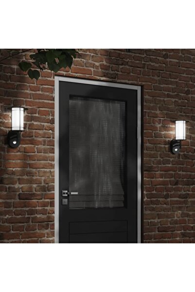 vidaxl Lampa exterioara de perete cu senzor, negru, oÈ›el inoxidabil