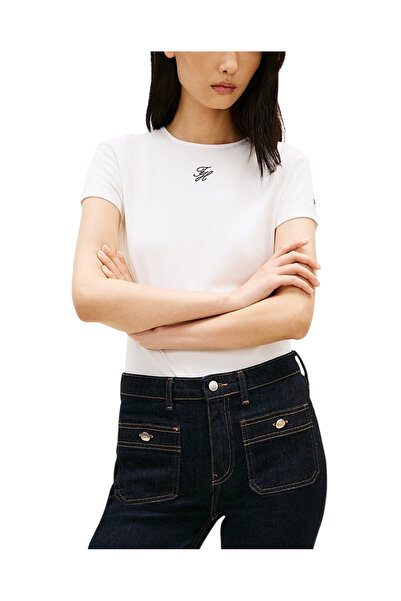 Tommy Hilfiger Γυναικείο Slim T-shirt Λευκό WW0WW48710-YBL