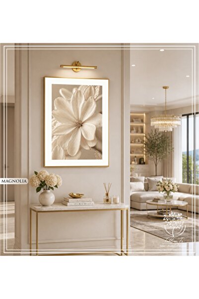 Tablomtr Magnolia - Dijital Baskılı Gold Metal Çerçeveli Gerçek Camlı Tekli D...