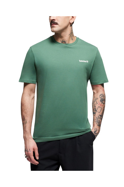 Timberland Ανδρικό Small Linear Logo Print T-shirt Πράσινο TB0A5QQT-A6Z