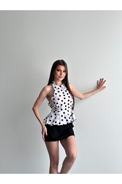 Liva Style Co White Polka Dot Patterned Poplin Balloon Ball