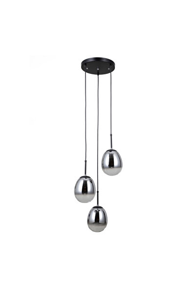 Italux Lustră suspendată modernă MEOLO cu 3 lumini, cadru metalic negru mat c...