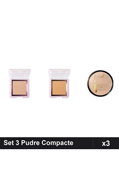 Makeup Set of 3 Compact Powders Ruby Rose PC30 PC40 Eveline Golden Beige, Fac...